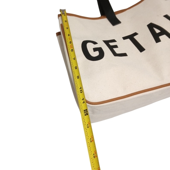 Santa Barbara Cream Black Tote Bag with Getaway Bold Design - Picture 7 of 9